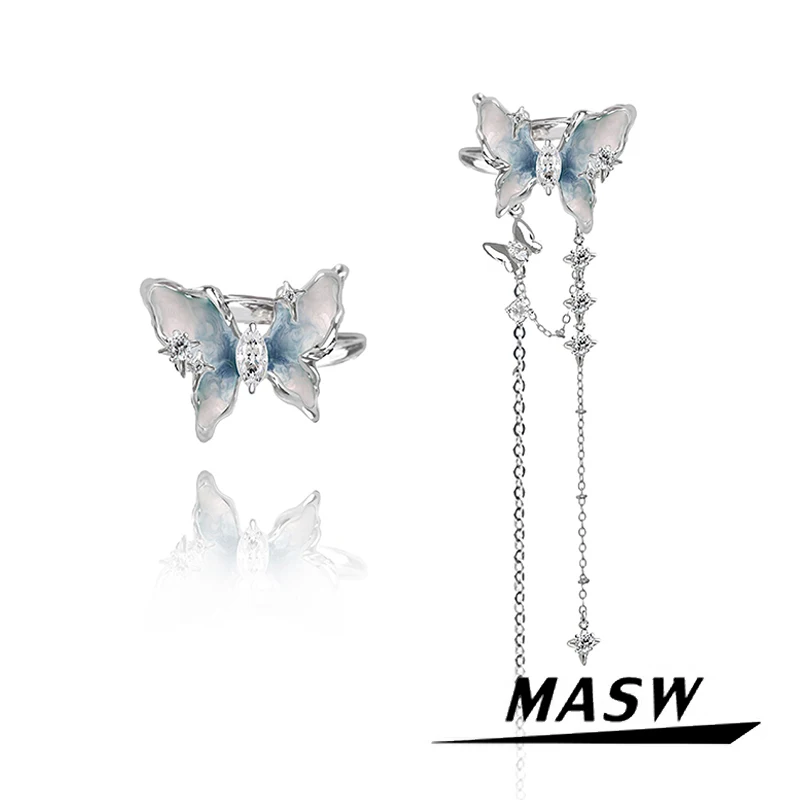 MASW Original Design Spring Summer Style Pretty Butterfly Clip Earrings For Women Girl Party Gift Hot Sale Trend Jewelry