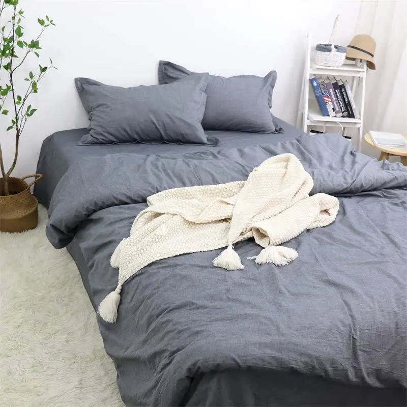 

4-Piece Set Modern 3-Piece Flat Duvet Comfortable Soft Hotel Breathable Pillowcase Bedding Nordic Cotton Bed Cover Sheet Fitted