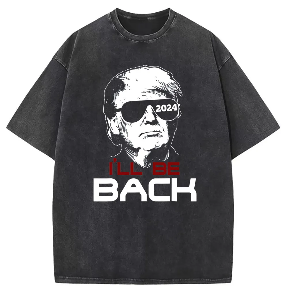 Tshirt Washed I'll Be Back Trump 2024 Clothes Summer Fall 2023 Discount Funny Long Sleeve Mens Sweatshirts Printed On