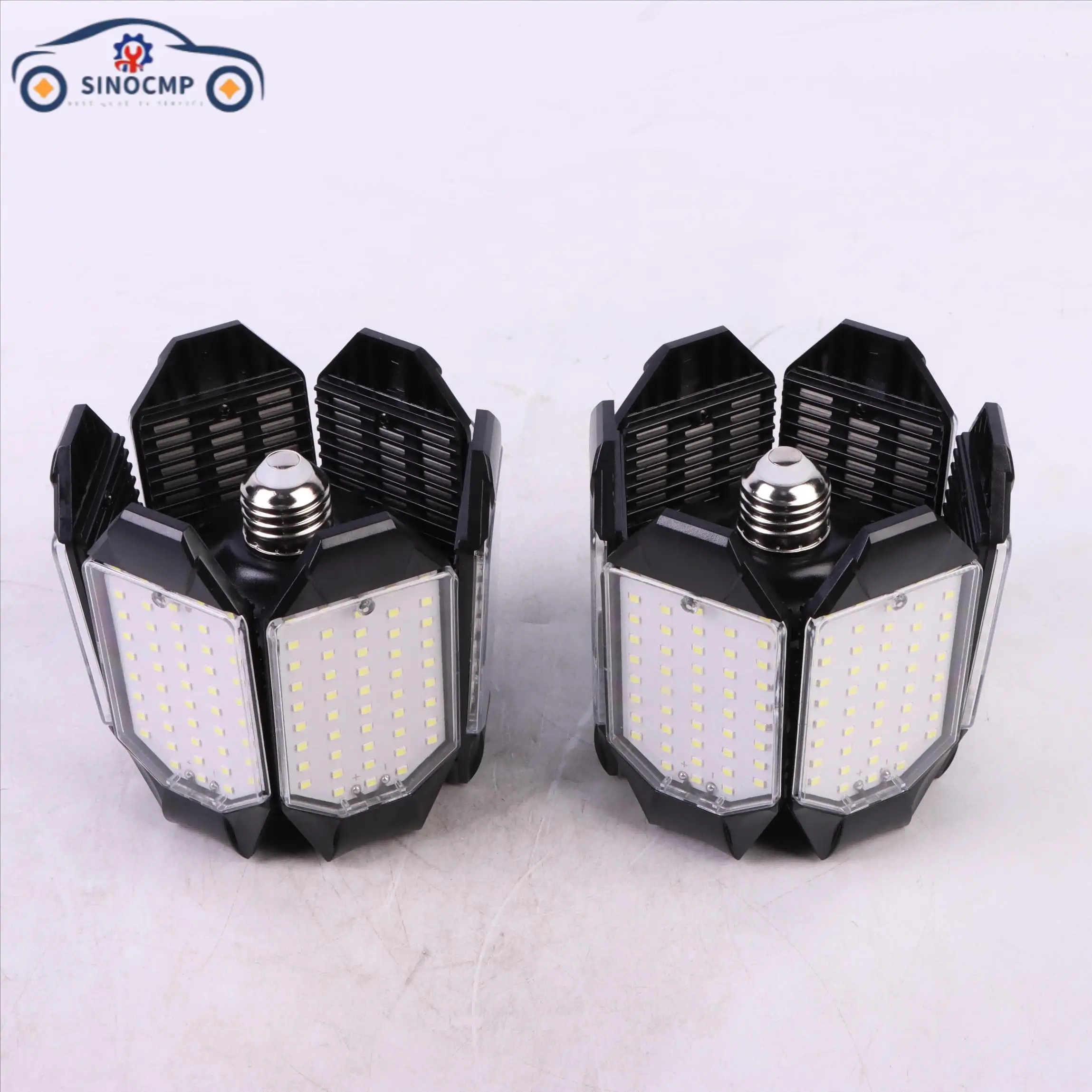 

2 шт. складной комбинированный гаражный светильник с 6 листами и большими линзами, гаражный светильник 86-265 В, 45 Вт, 6500 К, вытяжки для ламп, внешние детали