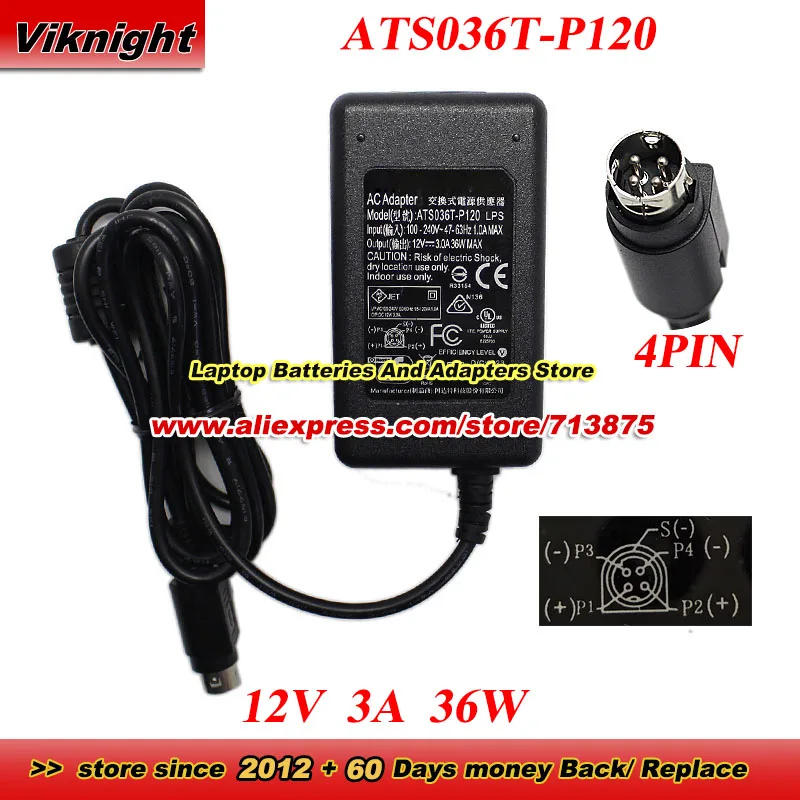 

Адаптер переменного тока ATS036T-P120 для ADAPTER TECH 12V 3A 36W, блок питания для WACOM DTK1661 с 4-контактным разъемом