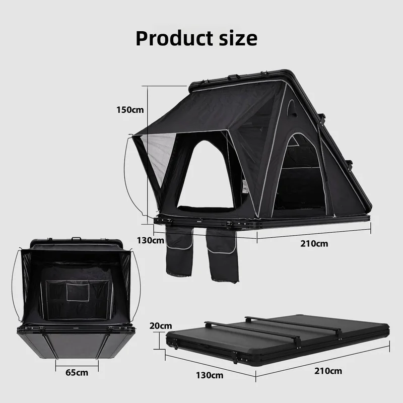 High Quality Aluminum Alloy Triangular Hardtop Car Roof Top Tent Easy Setup Quick Deploy For SUV Off Road Vehicles Outdoor Campi