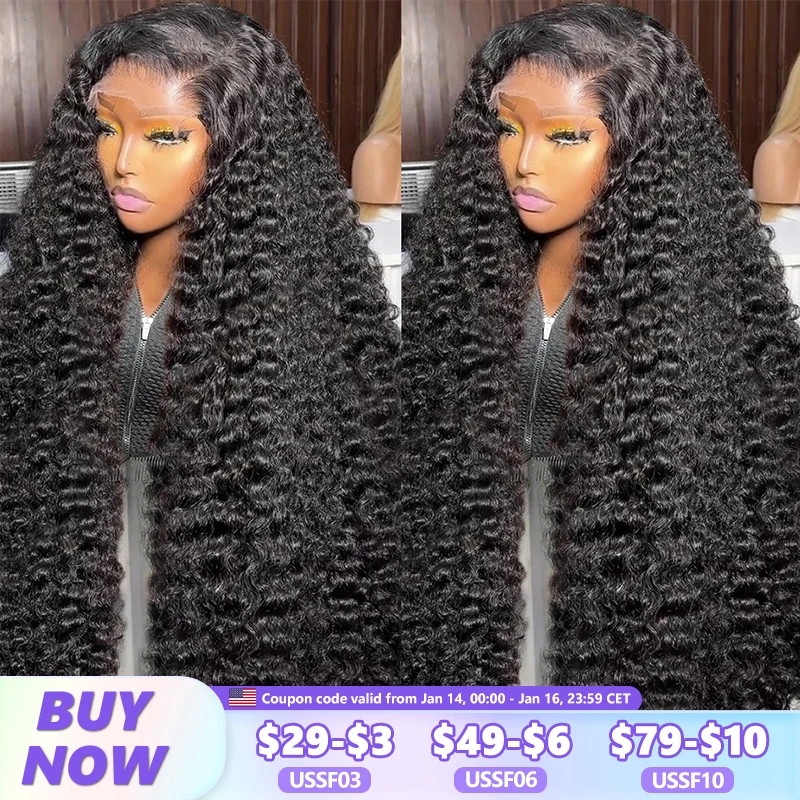 200% Density Deep Wave 13x6 HD Lace Frontal Wig 30 32 Inch Transparent 13x4 Water Wave Lace Frontal Human Hair Wigs For Women