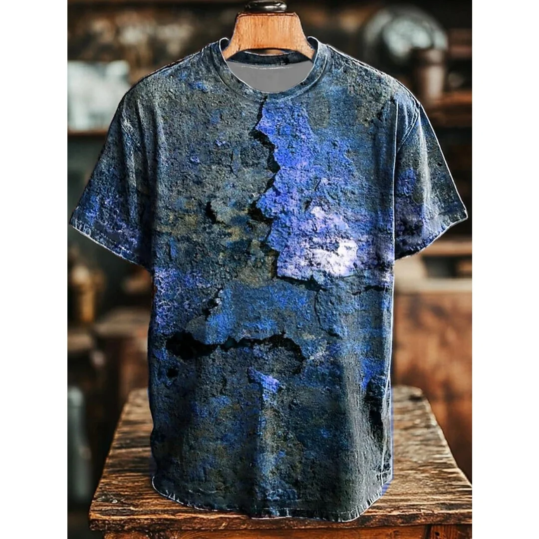 Vintage Aged Rust Crackle Printed Man T Shirt Art Abstract 3D Printed T-Shirt Casual Short Sleeve Funny Fashion Men's Clothing