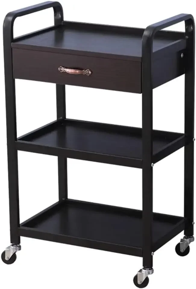 Salon Storage Cabinet,Salon Trolley Cart,Salon Cart Mobile Storage Organizer,Stylist Spa Equipment,with Wheel(Black-b)