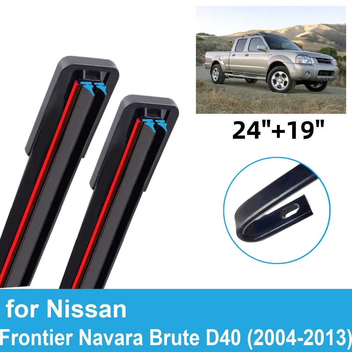 

2PCS Car Wiper Blades for 2004-2013 Nissan Frontier Navara Brute D40 Front Windshield Double Rubber Accessories 2011 2012 2013