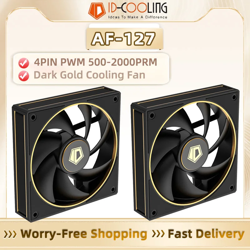 ID-COOLING AF-127 120mm PWM FDB Bearing High-Airflow 500-2000RPM Silent Case Fan with Daisy Chain Support for Radiator Cooling