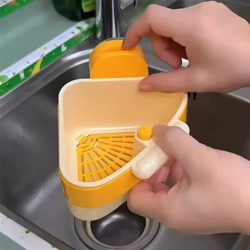 

Suction cup drain basket, household kitchen press triangle storage sink, filter screen separates leftovers and residues