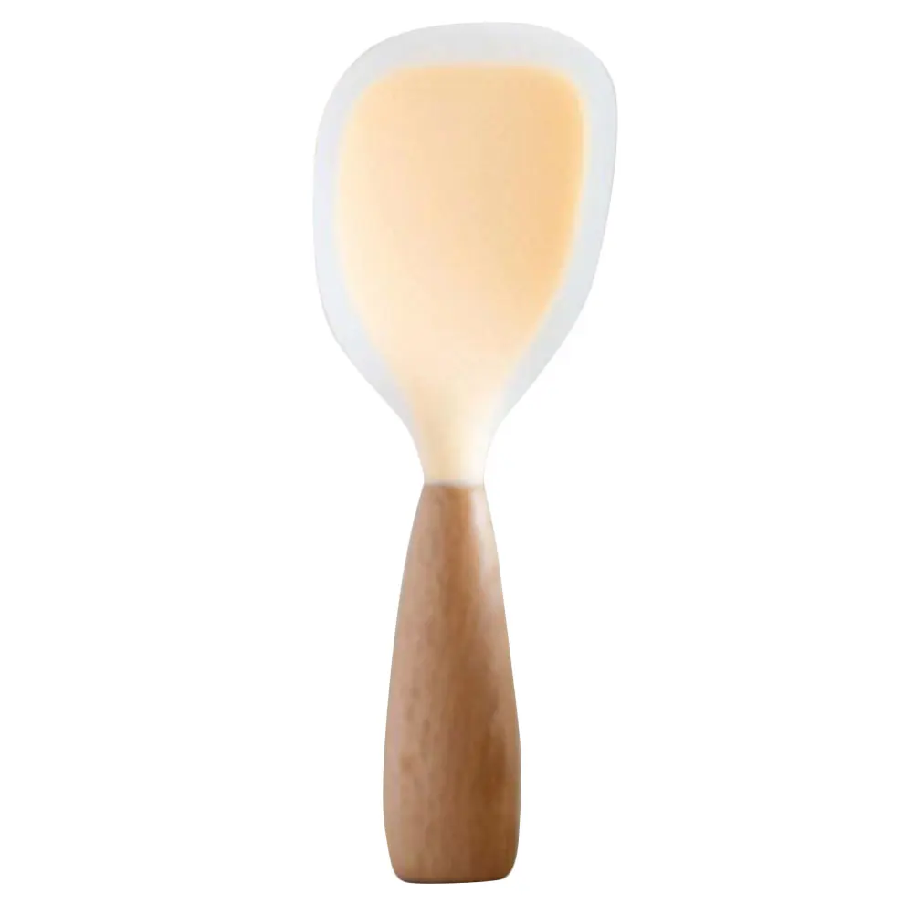 

Anti-Slip Silicone Rice Spoon Wooden Handle Reusable Compact Kitchen Accessory Household Restaurant Hotel Rice Paddle
