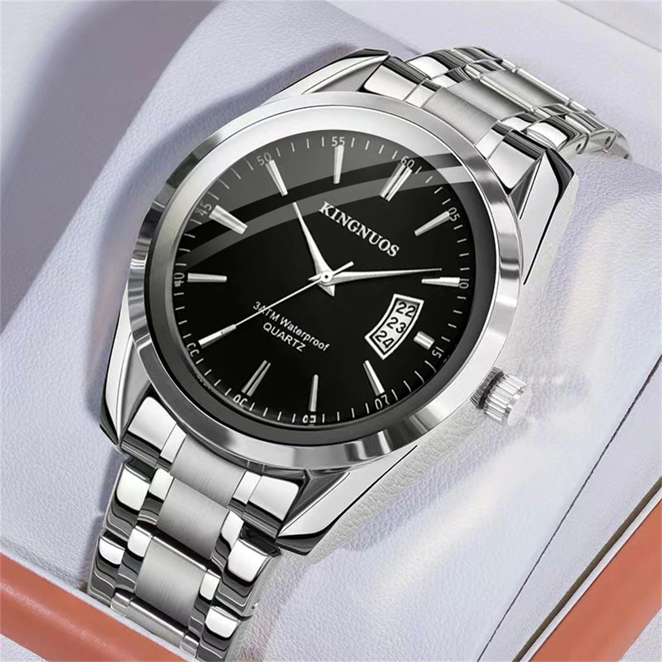 Men\'s Fashion Sports Watches for Men Business Stainless Steel Quartz Wristwatch Calendar Man Casual Luminous Clock Watch 1186