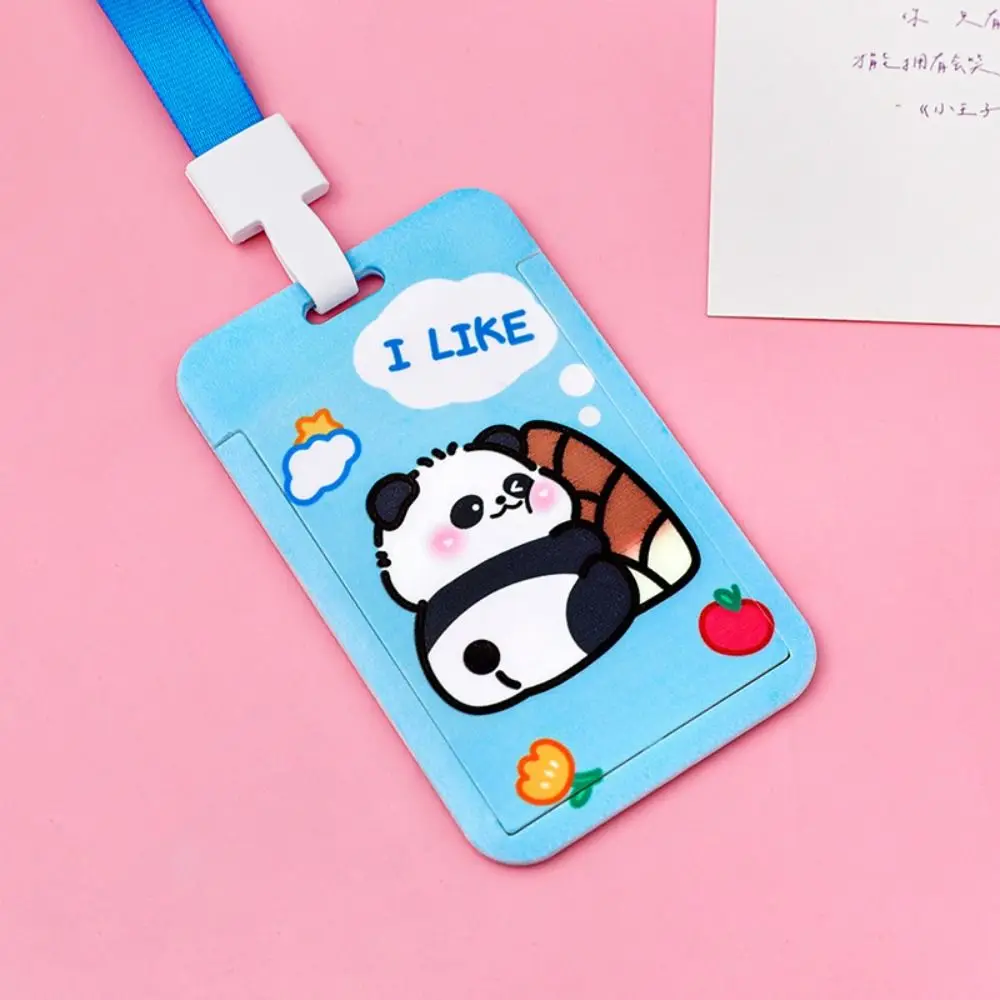 Cartoon Panda Printing Lanyard Card Useful Professional Card Cover Multifunction Wear-resistant Cards Protectors Cover Bank