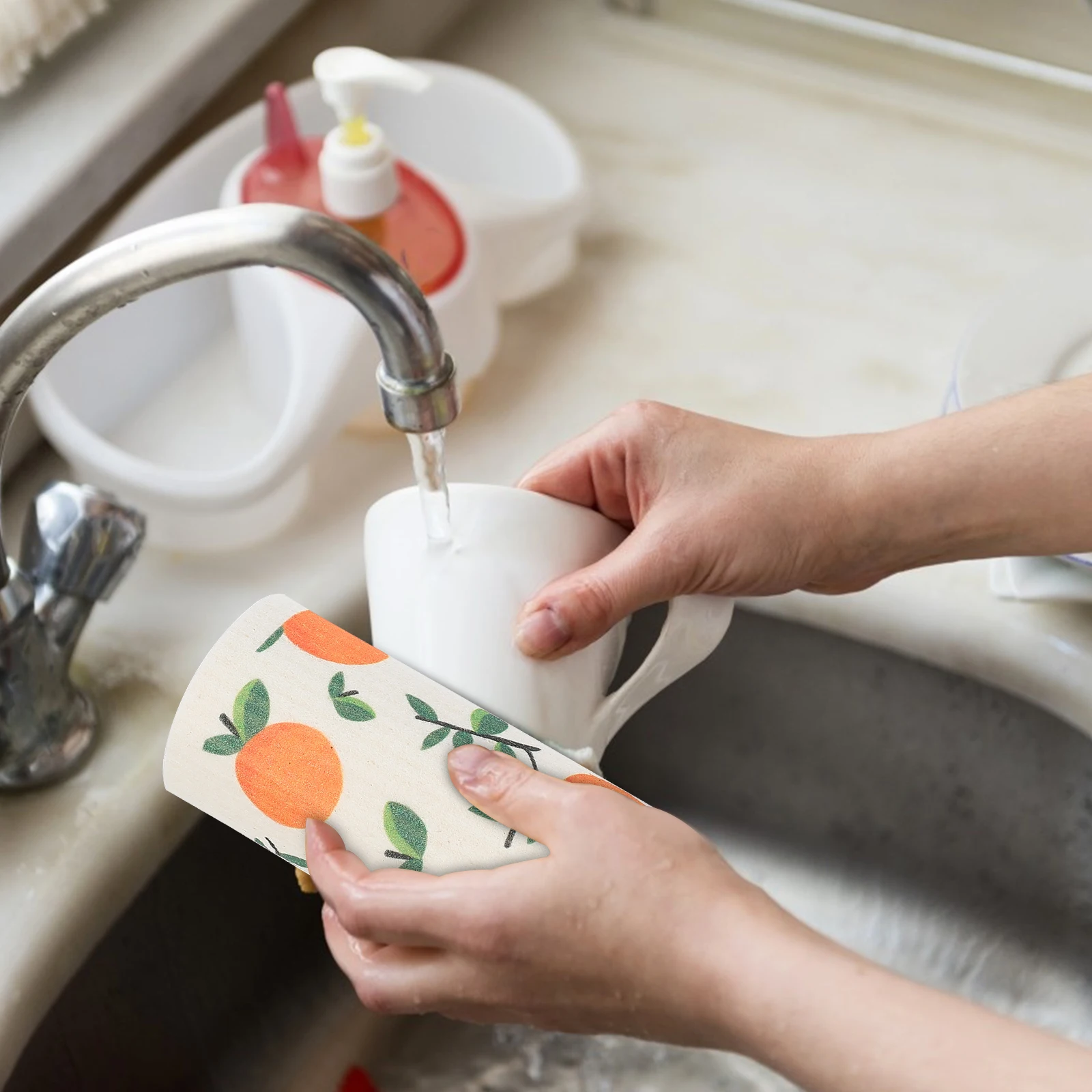 

5 pcs Wood Kitchen Towels Cotton Dish Cloths Kitchen Towels Efficient Absorption Durable Cleaning Cloth Home Supplies
