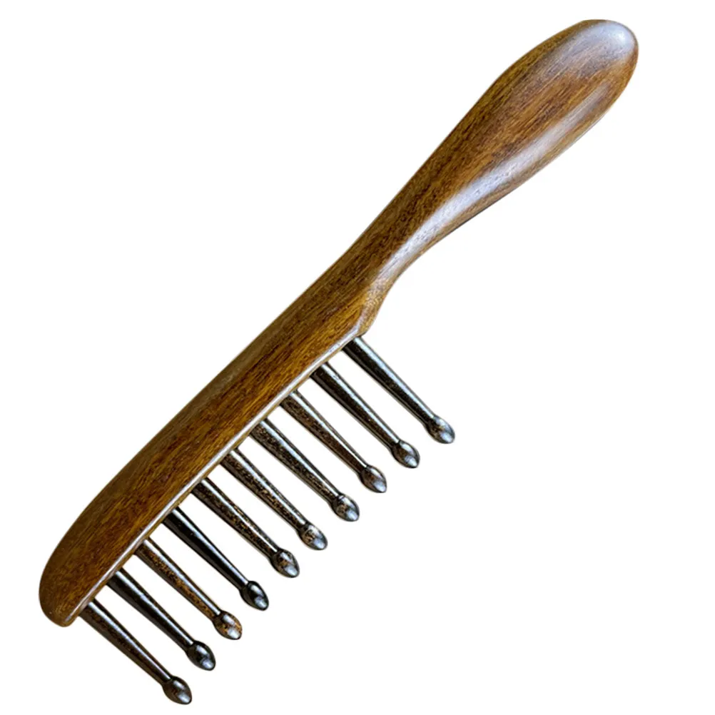 

Sandalwood Scalp Massage Comb Ergonomic Design Smooth Close Teeth No Static Wide Tooth Detangler for Curly Hair Portable Wooden