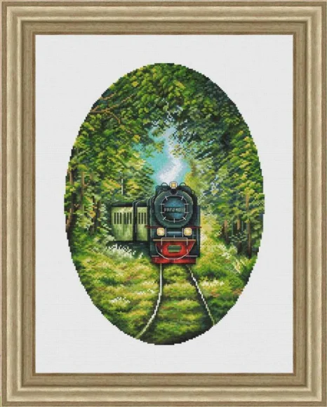 Forest Train 35-46 Canvas Cross Stitch Embroidery Set Hobby Magic Room Decor Design