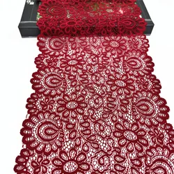 3y/lot Width 21cm Dark Red Elastic Stretch Lace Trim For Lingerie Sewing Craft DIY Apparel Fabric Lace Wedding Garment Accessory