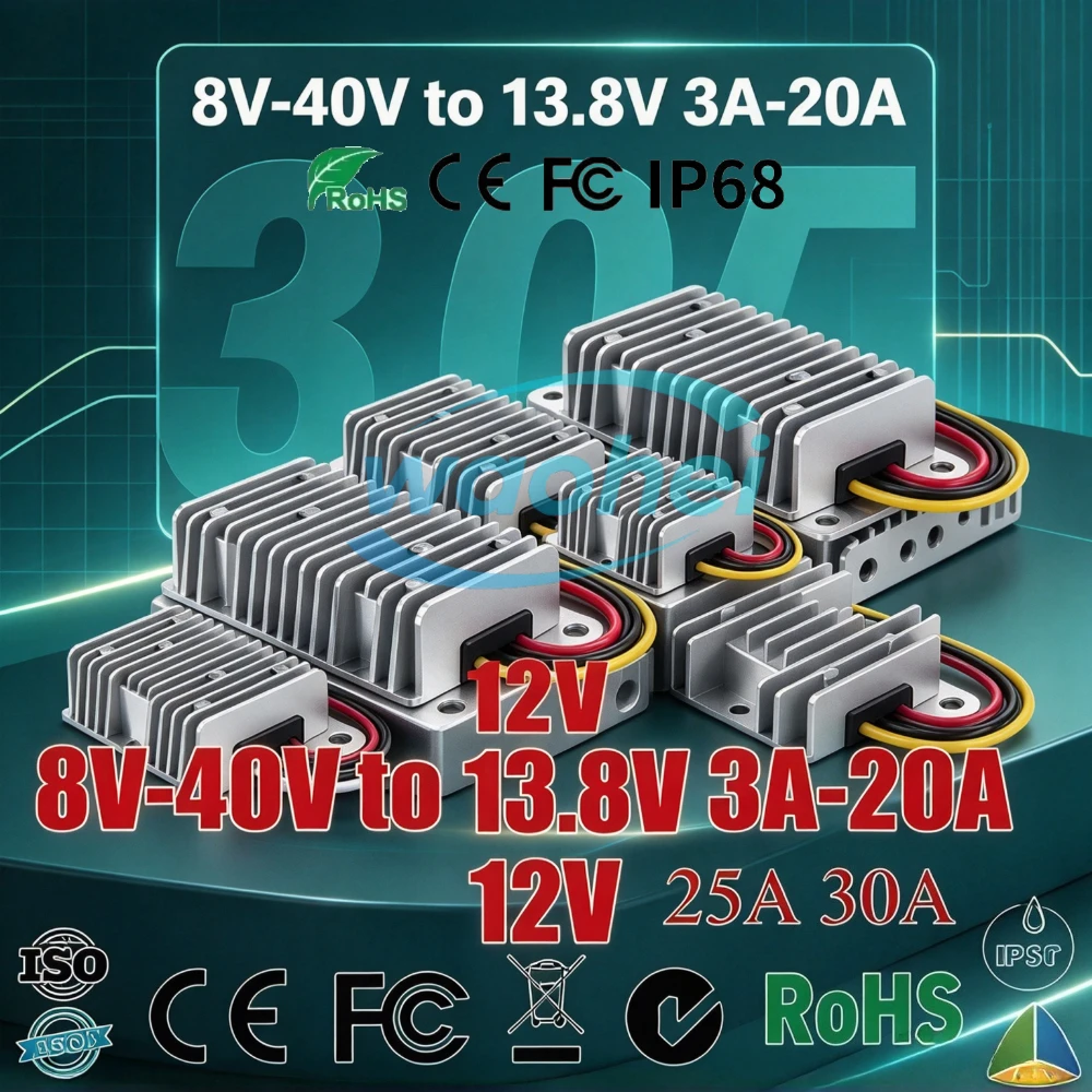 8V-40V to 12V 13.8V 19V DC Power Converter Boost Buck Voltage Stabilizer Regulator 3A 6A 10A 15A 20A 25A 30A LED Solar Car ROHS