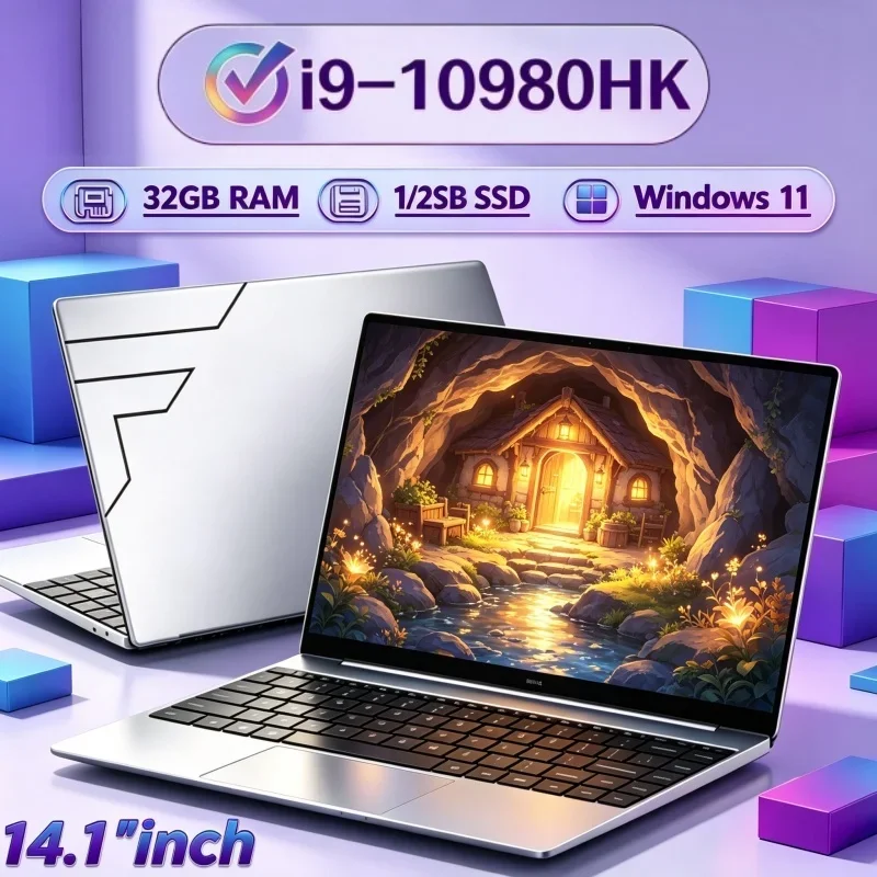 Intel Core I9 10980HK 14.1 Inch Fluid Laptop 8C 16T 2.4 5.3GHz 16MB 45W 32GB 2TB M.2 SSD Gaming Notebook Office