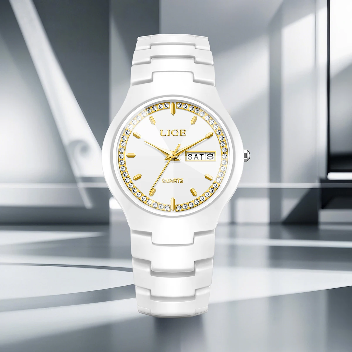 LIGE مشاهدة النساء فساتين راقية ساعات كوارتز سيدة السيراميك مقاوم للماء ساعة اليد فتاة بسيطة ساعة Relogios Feminino + صندوق #1