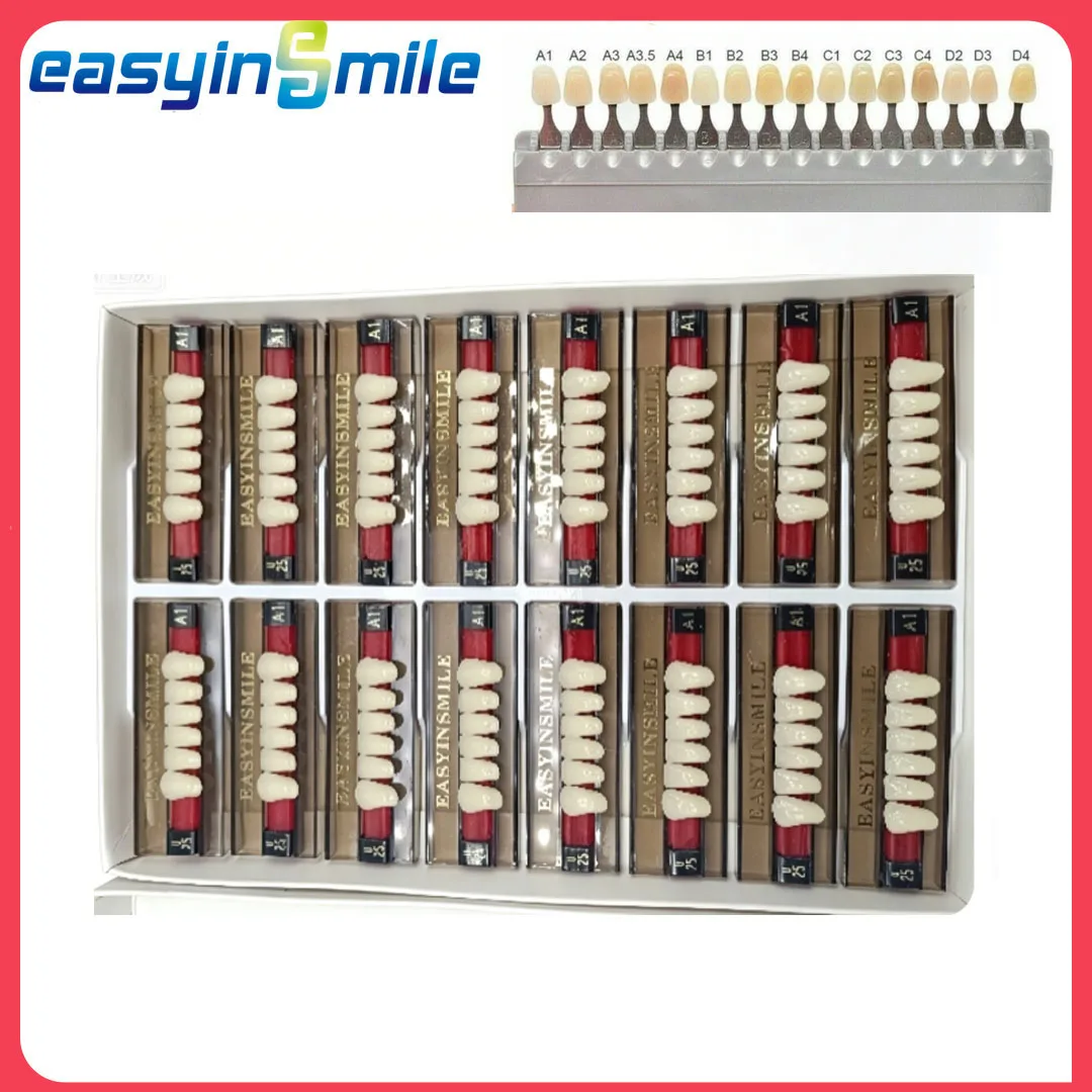 

84/96Pcs Dental Acrylic Resin Teeth Full Set Upper Lower Denture Teeth A1 A2 A3 Shade Anterior Posterior False Teeth For Lab Use