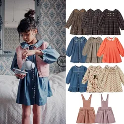EU Korean Kids Knit Cardigan and Jeans Pant Girls Clothing Sets 2025 Autumn Girls Cute Shirts and Skirts Clothes Sets