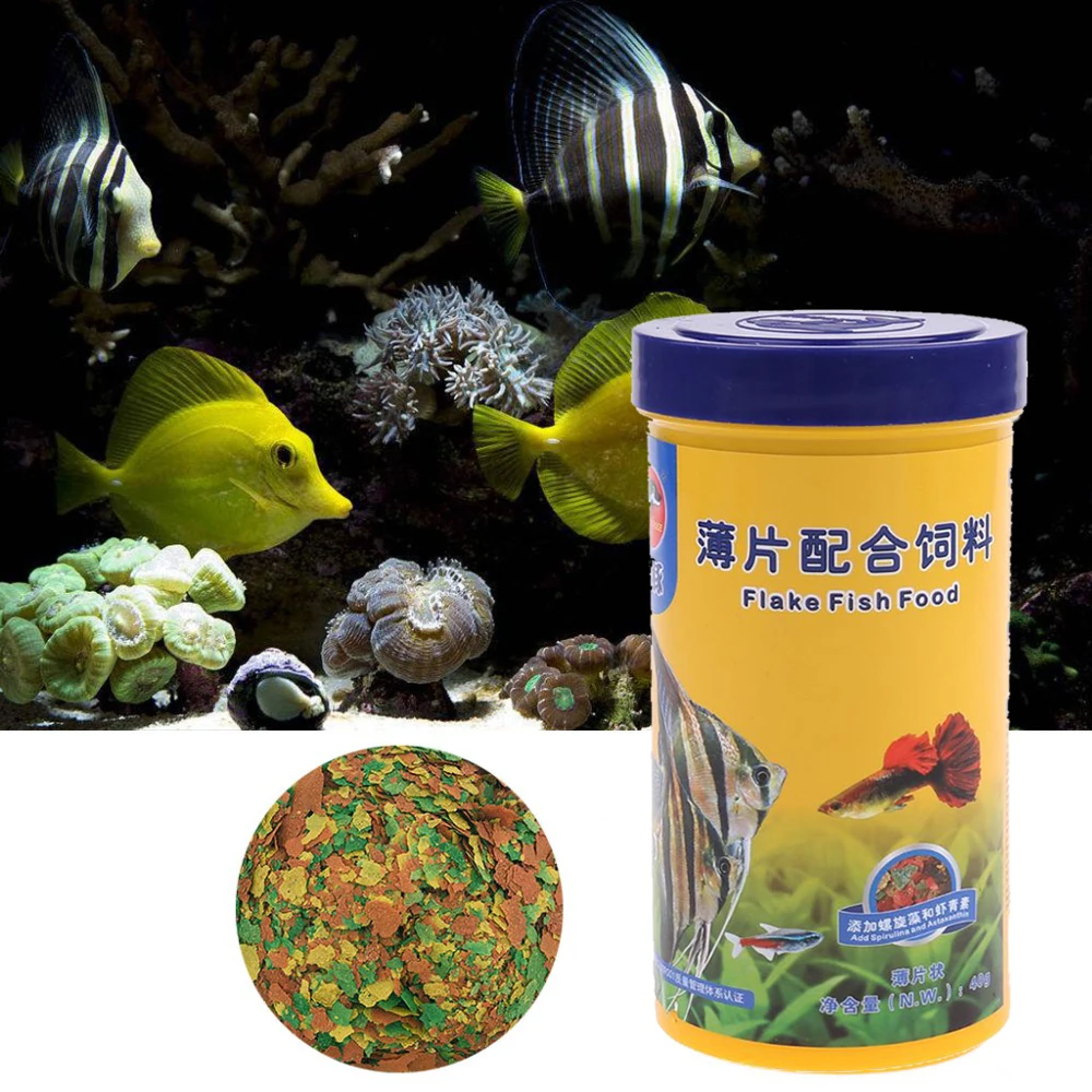 1Bottle Fish Flakes For Tropical Fish Marine Ornamental Aquarium Fish Tank Feeding Foods Delicious Fish Food