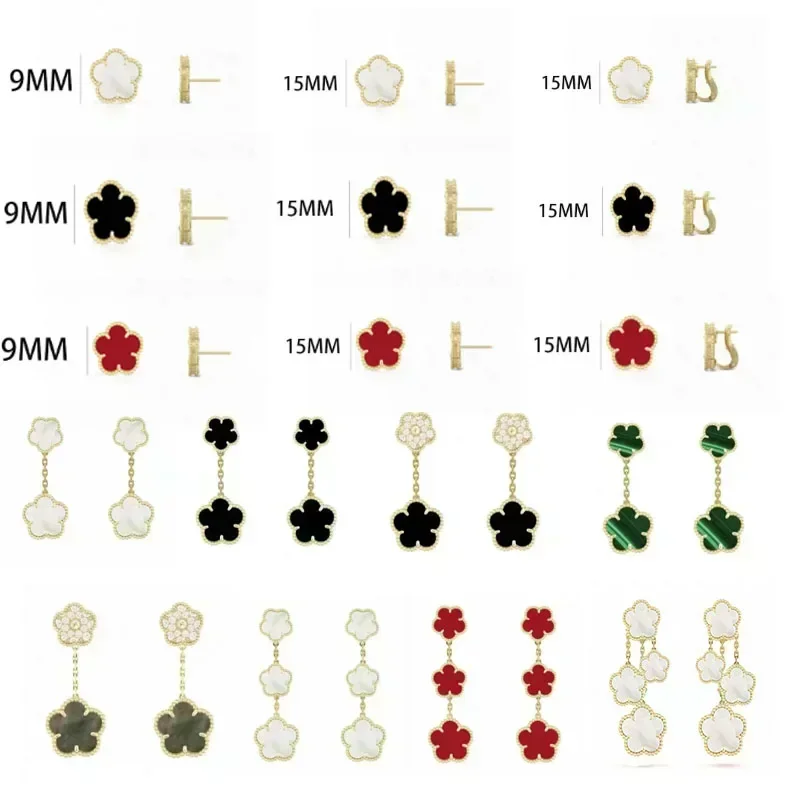 

New 925 silver High-Quality Natural Gem Four-Leaf Flower / Five-Leaf Flower High End Exquisite For Women Earrings And Ear Clips