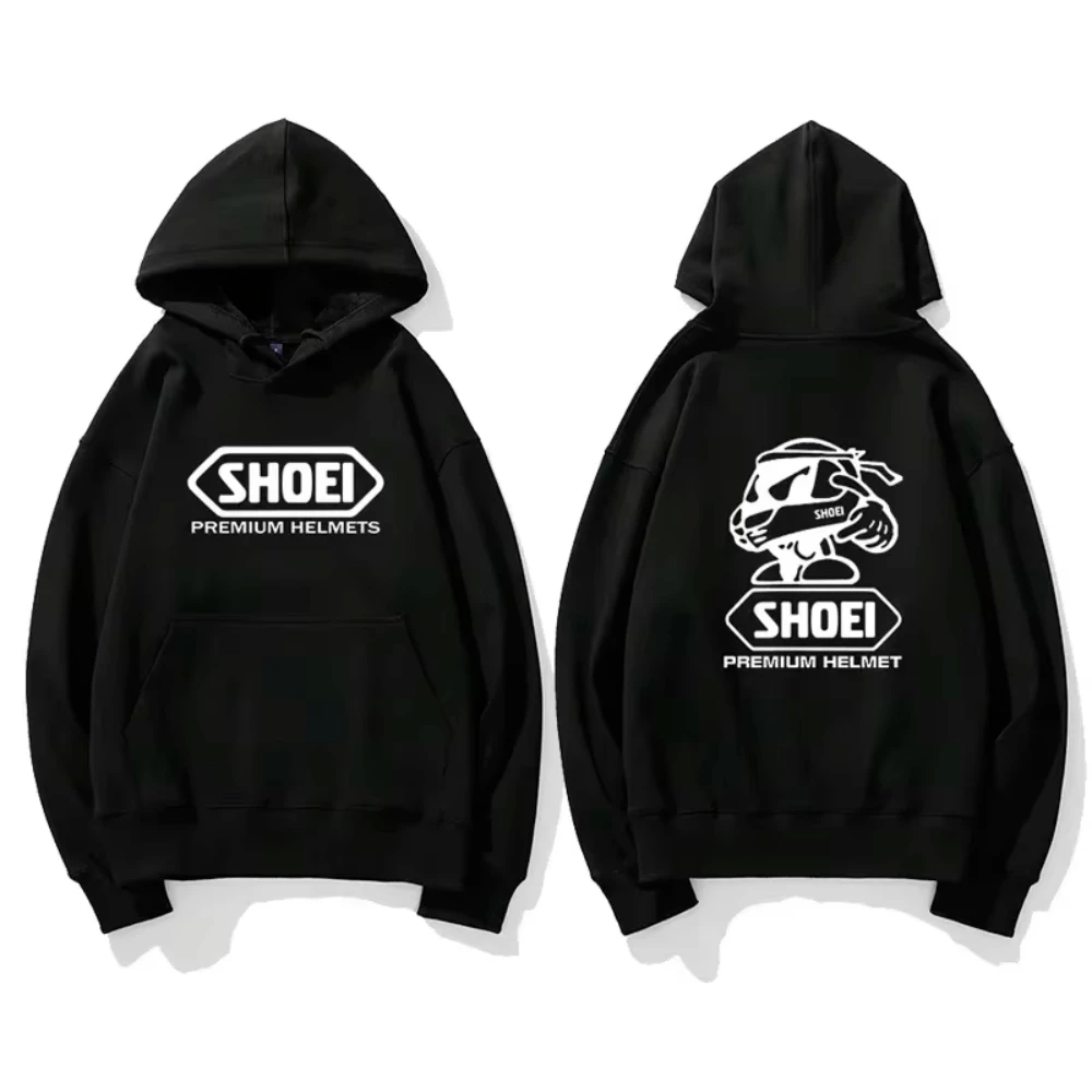 2026 Biker Streetwear Hoodie Front Back Cartoon Helmet Graphic Print Hooded Pullover Casual Long Sleeve Pocket Sweatshirt