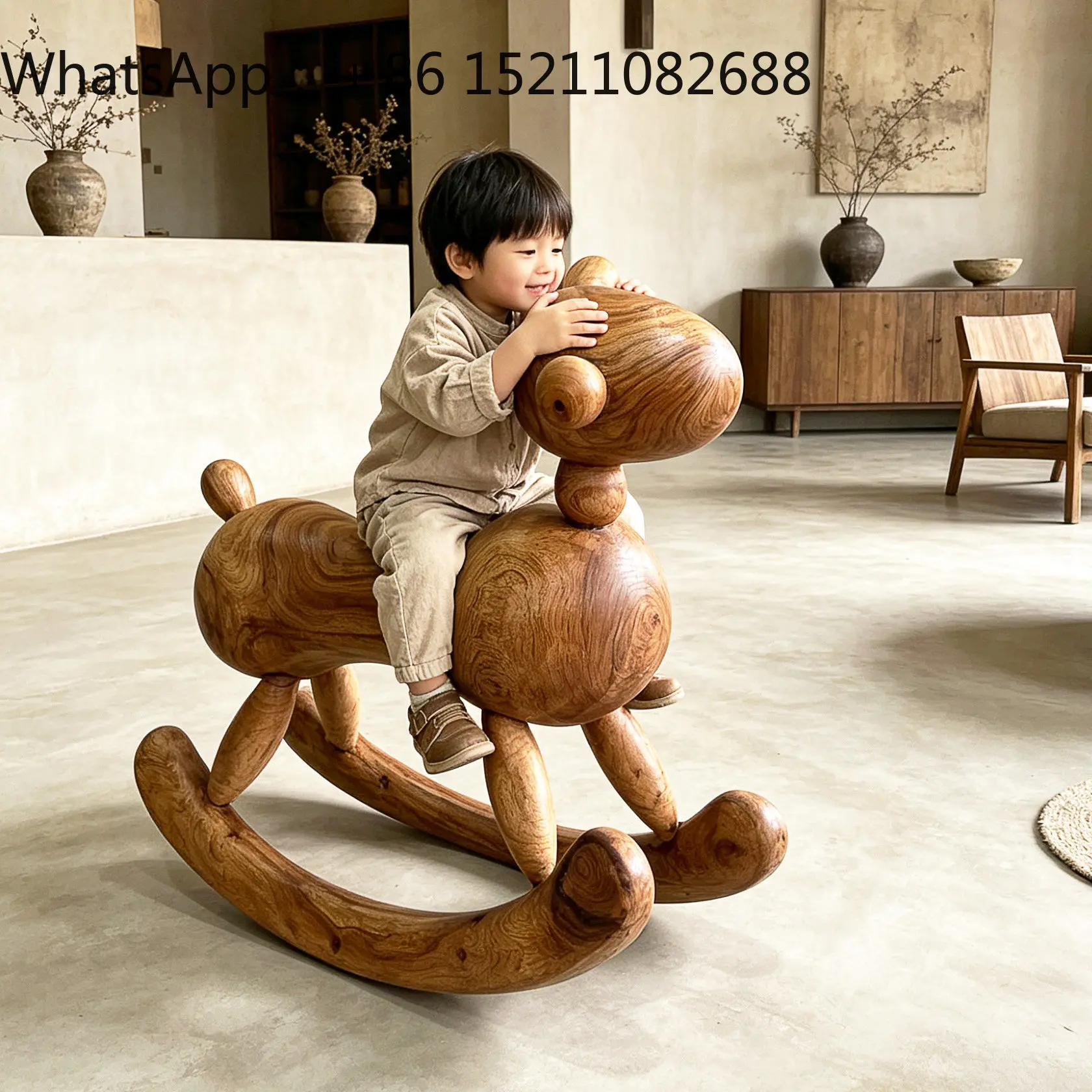 SCY adults can sit solid wood rocking horse B & B hotel decorative ornaments amusement park outdoor toys