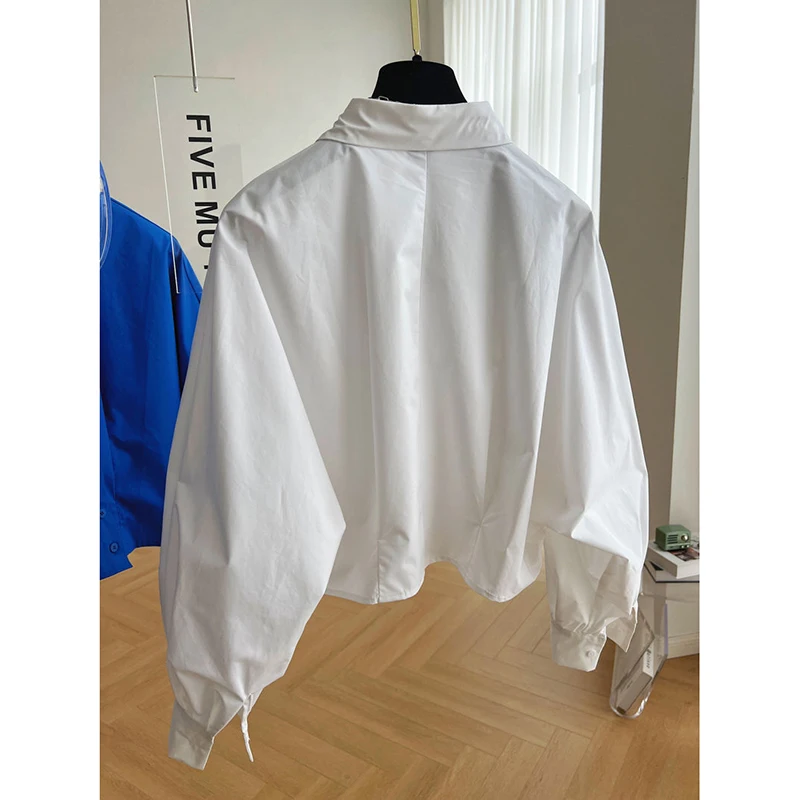 Gidyq Korean Women Streetwear Shirts Fashion Designed Irregular Cropped Tops Spring Casual All Match Female Loose Shirt New