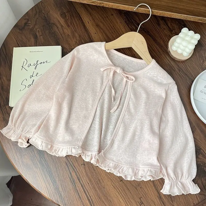 

Children's Shawl Outwear Sunscreen Summer Thin Section of The Girls Princess Wind Sunscreen Cardigan Summer Ice Silk Jacket