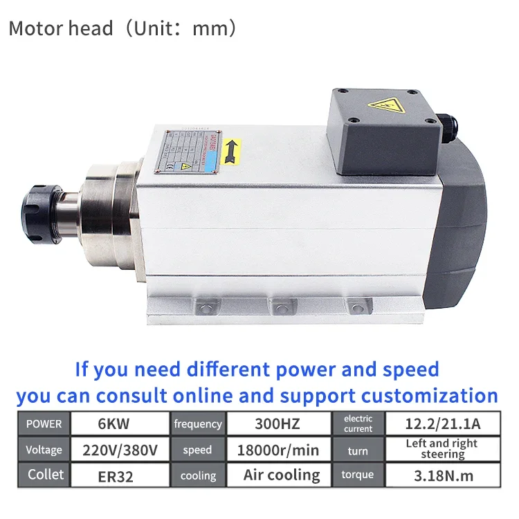 Er32 6KW Machine Tool Spindle High Speed 18000rpm Cnc Router  Motor for Metal Drill Milling