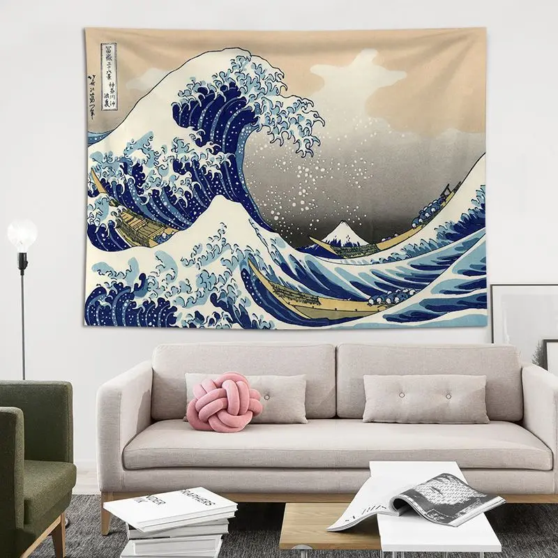 VIKAMA Japanischer Harajuku Ukiyo-e Wandteppich, Wandbehang im westlichen Kunststil für Schlafzimmer- und Wohnheimdekoration