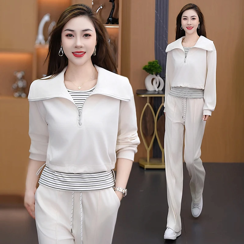 

Модный спортивный костюм-двойка для женщин: весенне-осенний уличный повседневный комплект