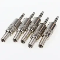 5 pcs 3.5mm 3-Pole Stereo Metal Plug Connector 3.5 Plug & Jack Adapter With Soldering Wire Terminals 3.5mm Stereo Plug