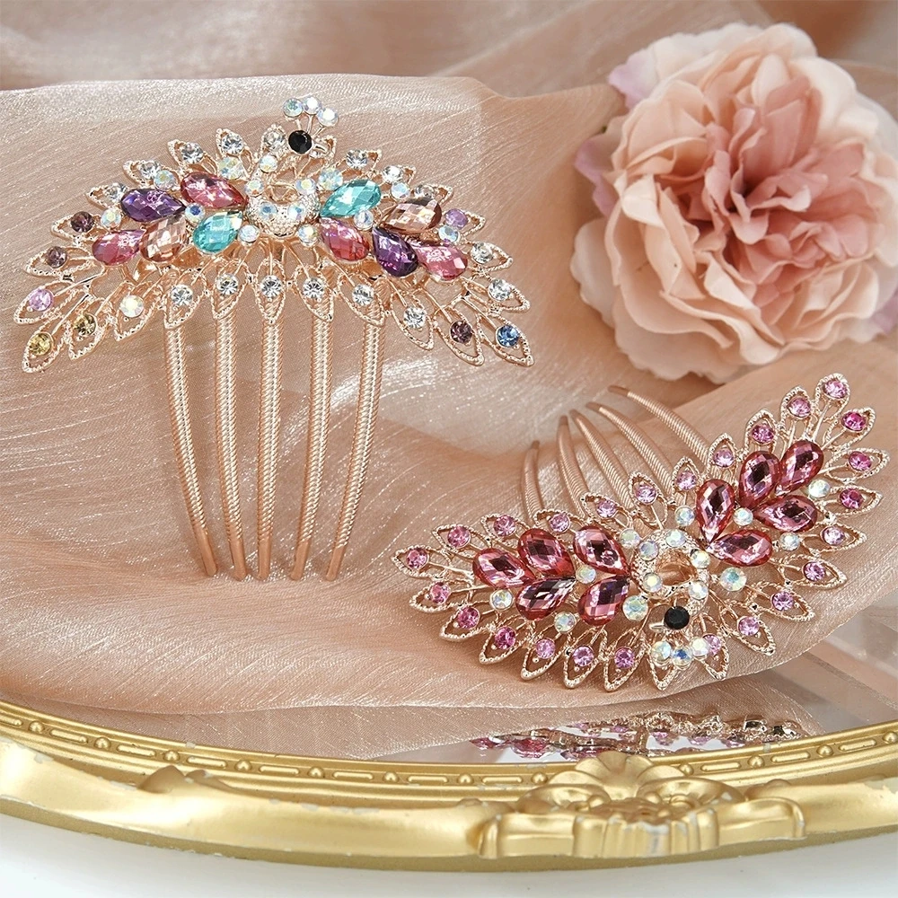 

Peacock Hair Clip Rhinestone Hair Comb Bridal Headpiece Women's Long Hair Hair Accessories Banquet Decoration Hairpin Colorful