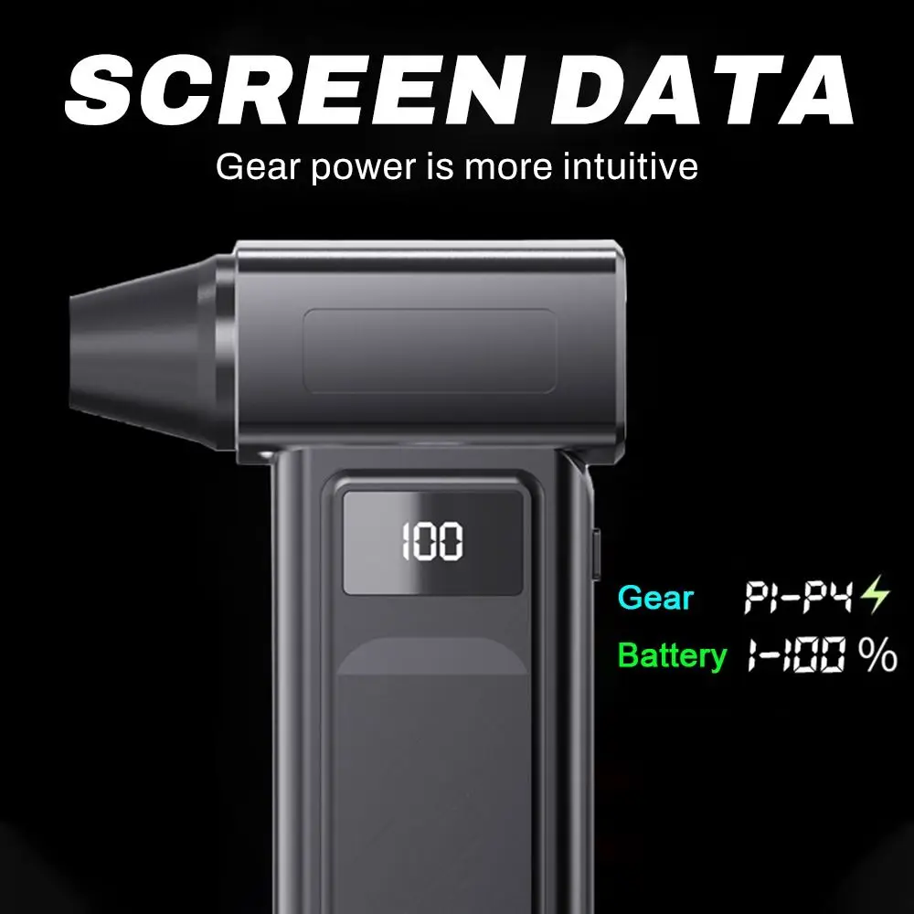 

130000 RPM Handheld Turbo Violent Fan Digital Display 4 Speed Adjustable Powerful Dust Blower Rechargeable High-Speed