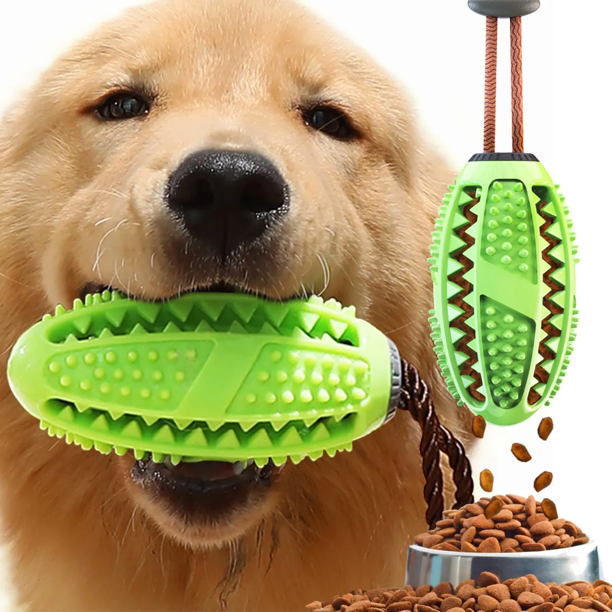 

Interactive IQ Pet Teeth Cleaning Chew Toys TPR Ball Toothbrush Durable Rope Sustainable Dog Food Dispensing Interactive Chew