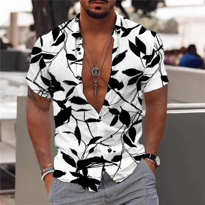 

Men's Hawaiian Tropical Casual Shirt Large 3D Print Summer Beach Holiday Breasted Collar Short Sleeve Flower Top Y2k