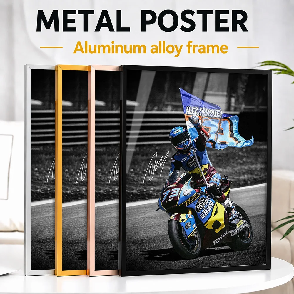 Alex Marquez MotoGP Racer Victory Framed Aluminum Metal Poster Customized Photo Technical Machine Style Wall Art For Game Room