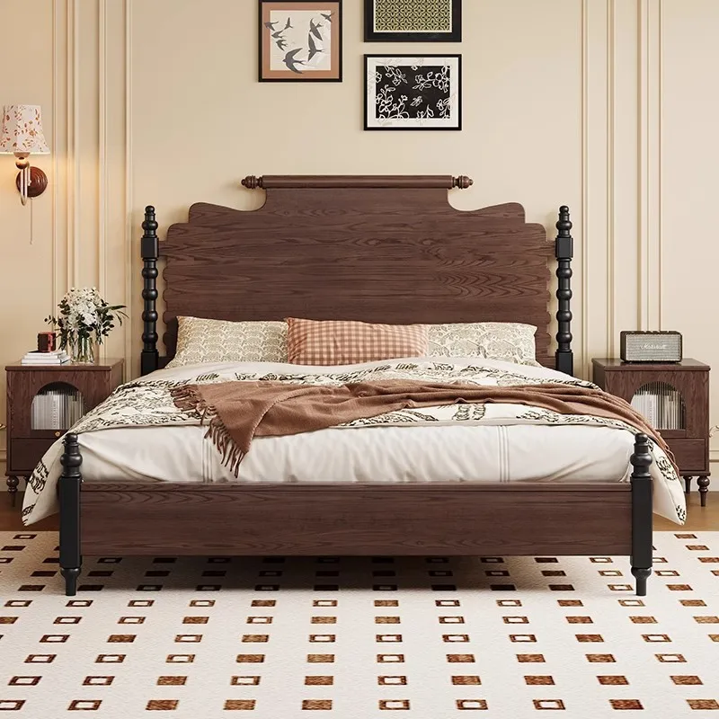 

French retro solid wood bed American 1.8 double bed Modern 1.5 simple master bedroom antique wedding bed