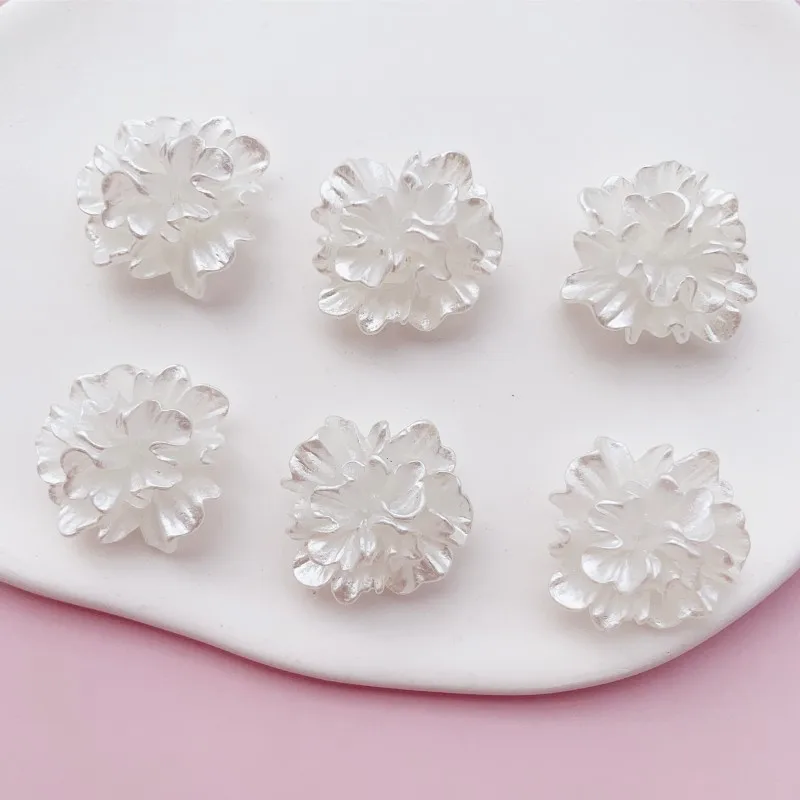10pcs French pearlescent 3D pleated floral resin DIY handmade earrings, headwear, and shoe buckle accessory materials