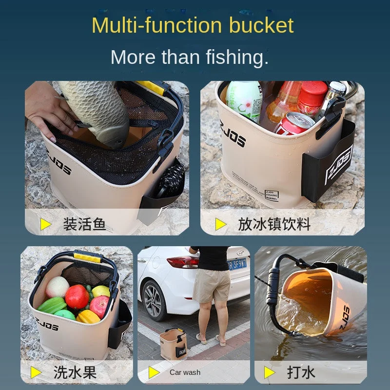 Water Bucket, Multifunctional Foldable Fish Bucket, Luya Wild Fishing Protection, Portable Wear-resistant Portable Bucket,