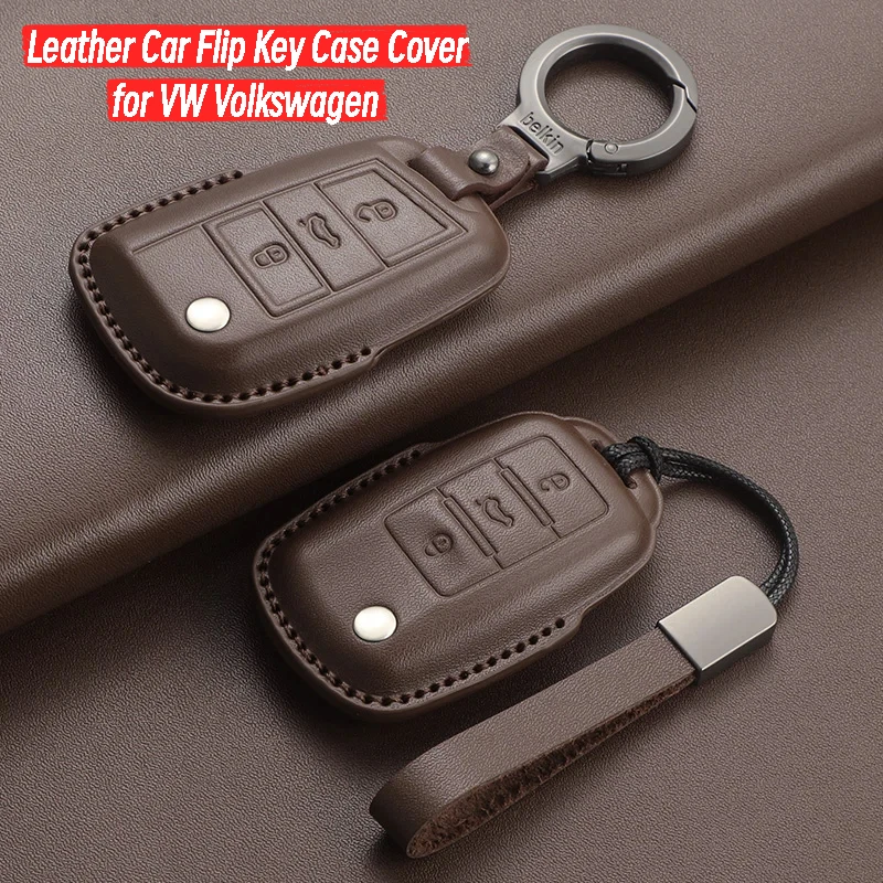 

Leather Car Flip Key Case Cover for VW Volkswagen Seat Leon Altea Keyless Polo Golf Passat Beetle Tiguan Skoda Octavia Kodiaq