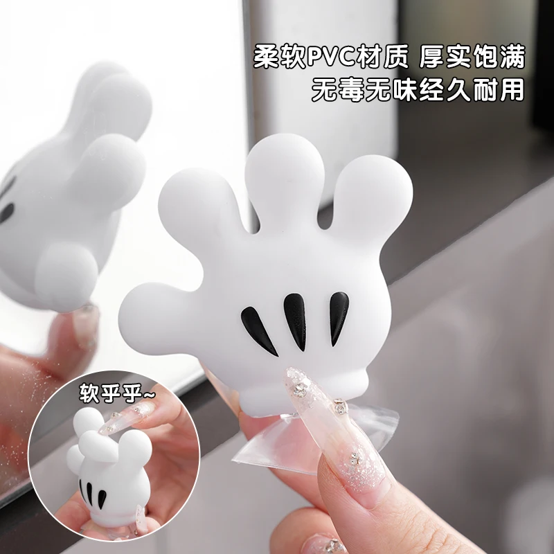 Disney Mickey Cartoon Palm Suction Cup Bathroom Moisture-Proof Toothbrush Towel Rack Multifunctional Data Cable Storage Hook