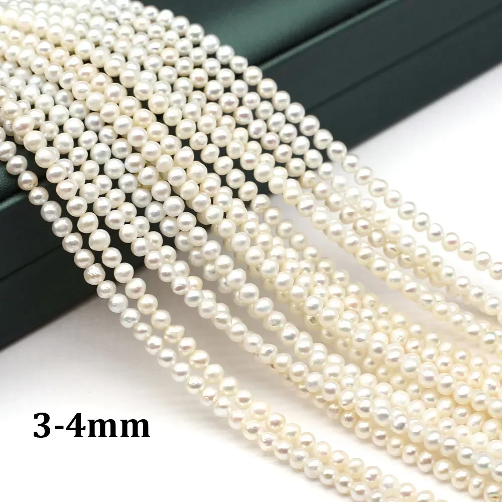 3-4mm AAA Natural Freshwater Pearls White Round Loose Spacer Beads for Jewelry Making Supplies DIY Necklace Bracelet Accessory