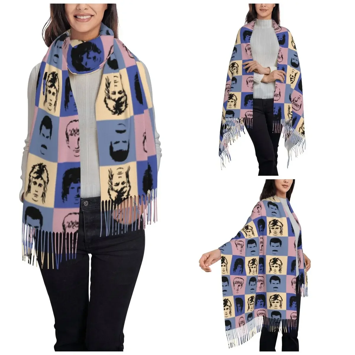 Queens Scarf for Womens Fall Winter Shawl Wrap Freddies Mercurys Band Long Large Scarves with Tassel for Daily Wear