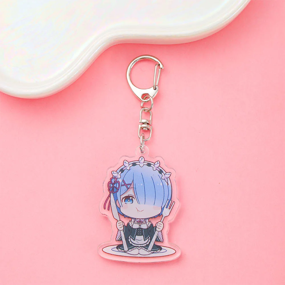 5Pcs Anime Re:ZERO - Starting Life in Another World Acrylic Car Keychain Cute Backpack Pendant Bag Charms Accessories Decoration