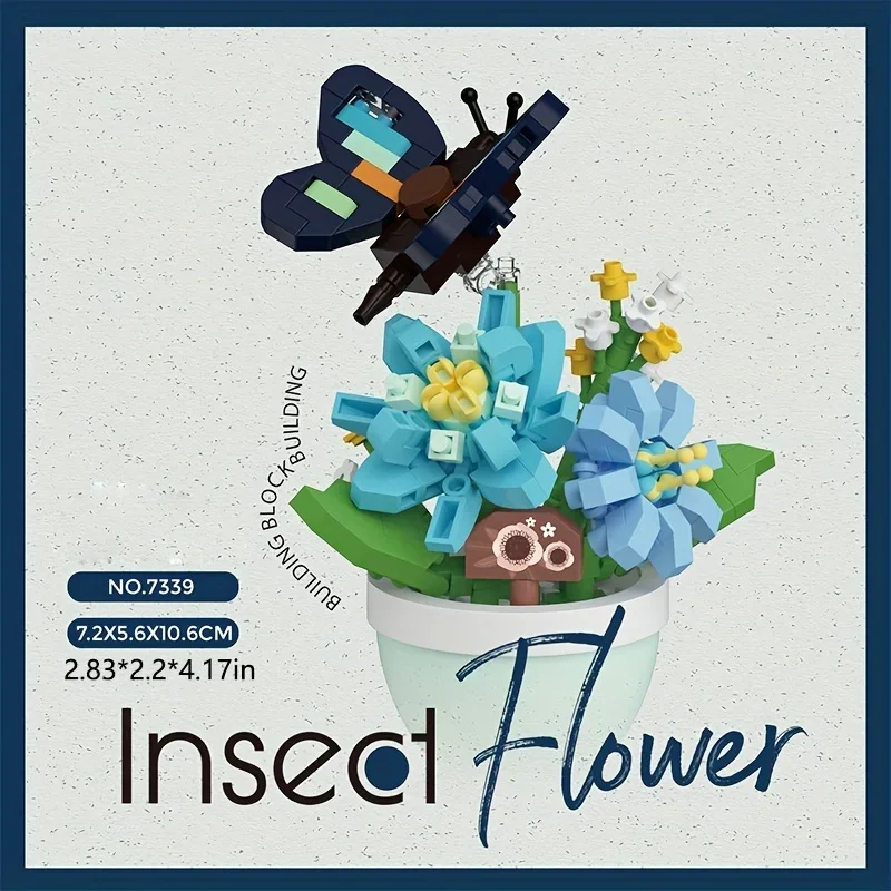 Kreatywny model owada kwiatowego, zabawki z klocków cząstek, akcesoria na biurko, dekoracja pokoju, prezenty urodzinowe i świąteczne