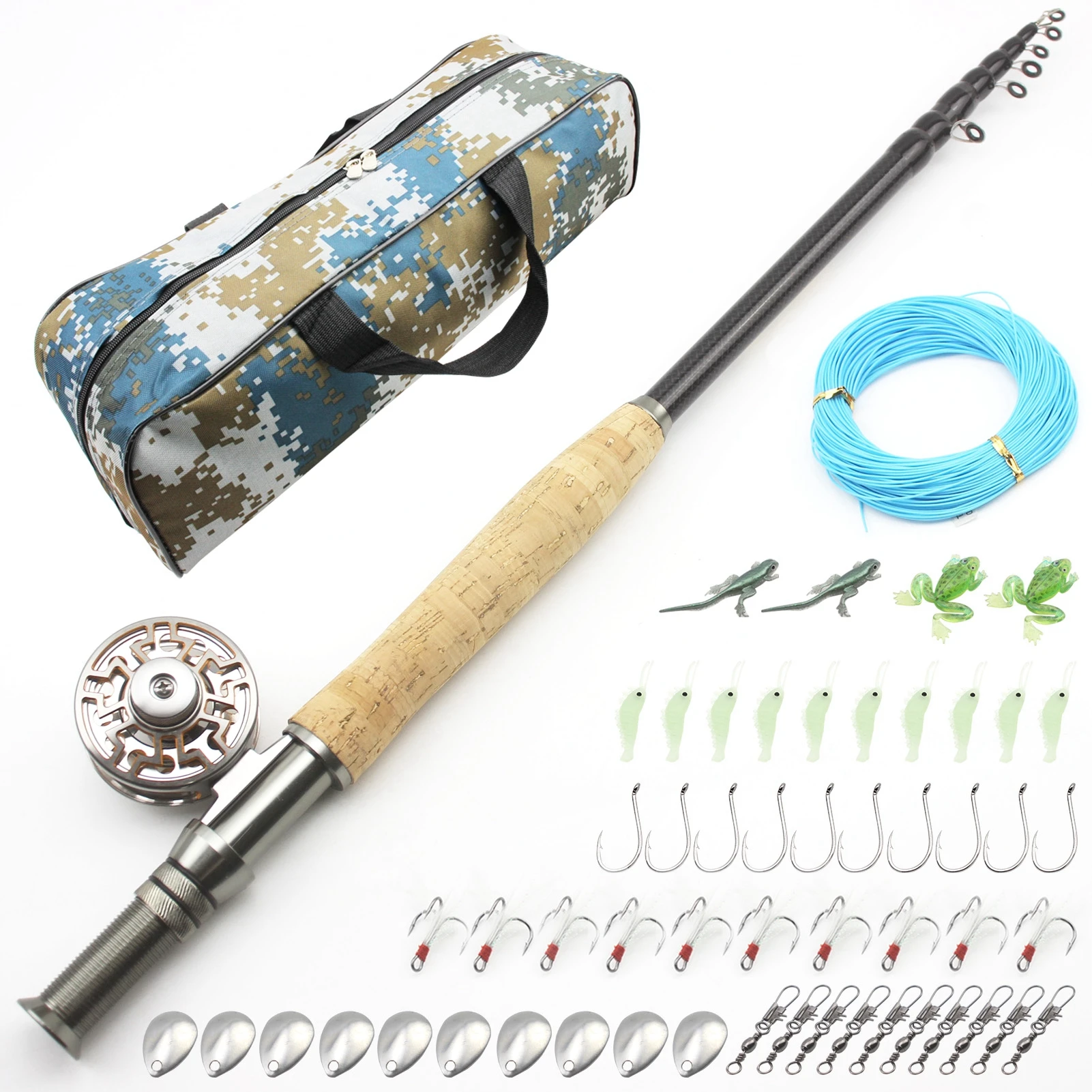 

2.1M 3.0M Fly Fishing Rod Reel Combos Portable Carbon Fast M Power All for Fishing Telescopic Fly Set Everything for fishing