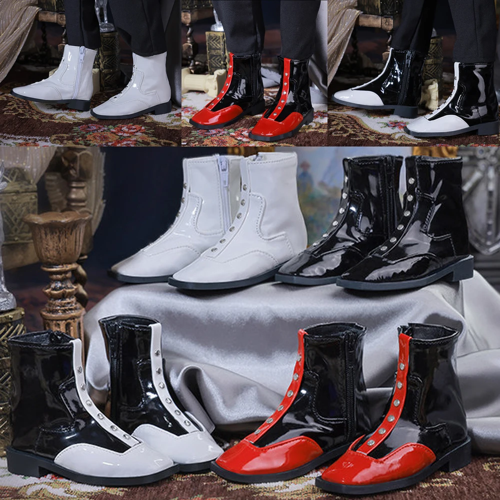 

D09-P948 Детская игрушка ручной работы 1/3 SD16 SDGR MSD bjd/sd, обувь для кукол, красные, белые классические кожаные высокие сапоги, 1 пара